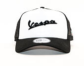 Kšiltovka New Era 9FORTY Trucker Vespa Flock Logo White / Black Snapback