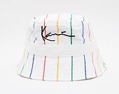 Klobouk Karl Kani Signature Pinstripe Bucket Hat White 7115080
