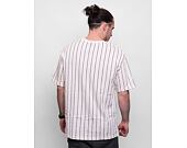 Triko New Era Oversized Pinstripe Tee Off White/Maroon