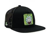 Kšiltovka Capslab Rick and Morty - Amazed Rick Flat Trucker Black / Lime