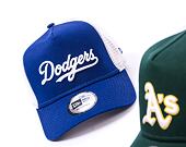 Kšiltovka New Era 9FORTY A-Frame Trucker MLB Team Script Los Angeles Dodgers Dark Royal / White