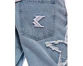 Džíny Karl Kani OG Baggy Five Pocket Paintsplatter Denim Bleached blue/white