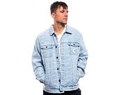 Bunda Karl Kani OG Denim Wavy Print Trucker Jacket bleached blue