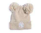 Dámský kulich New Era - Medium Knit Double Pom Beanie - NY Yankees - Stone / White