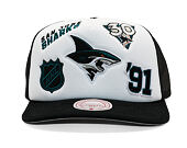 Kšiltovka Mitchell & Ness - Gridlock Trucker - San Jose Sharks - White