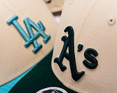 Kšiltovka New Era - MLB WS Patch Retro 9FORTY M-CROWN - Oakland Athletics - Cream / Dark Green