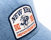 Kšiltovka New Era - Western Rodeo Denim Patch 9FORTY Trucker - Sky Blue / Navy