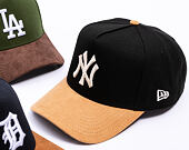 Kšiltovka New Era - MLB Suede Visor 9FORTY A-Frame - NY Yankees - Black / Camel