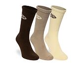 Ponožky New Era - Flag Crew Socks 3pk - Cream / Beige / Brown