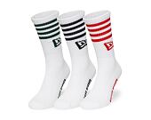 Ponožky New Era - Stripe Crew Socks 3pk - White