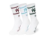 Ponožky New Era - MLB Crew Socks 3pk - NY Yankees - White