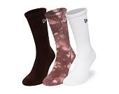 Ponožky New Era - Tie dye Crew Socks 3pk - Brown / Tie Dye / White
