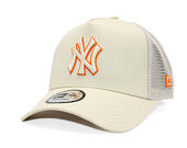 Kšiltovka New Era - MLB Outline 9FORTY A-Frame Trucker - NY Yankees - Cream / Orange