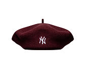 Dámský Baret New Era - MLB Wool Script Beret - NY Yankees - Burgundy