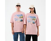 Triko New Era - Branded Beach Graphic Oversized Tee - Pink Rouge