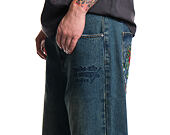 Kalhoty Ed Hardy - Mens Fireball Dragon Dirty Wash Xxtra Denim Trousers Jeans - Green Tint
