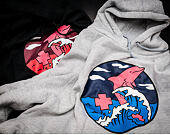 Mikina s kapucí Pink Dolphin Splash Wave Hoodie Heather Grey