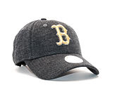 Dámská Kšiltovka New Era Essential Jersey Boston Red Sox 9FORTY Grey Heather/Gold Strapback