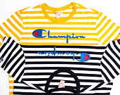 Triko Champion Crewneck T-Shirt Classic Logo Stripe Mustard Yellow/White 210972 YM001