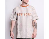 Triko New Era Oversized New York Pinstripe Tee Stone / Toffee