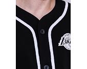 Triko New Era Distressed Logo Button Up Tee Los Angeles Lakers Black