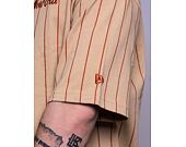 Triko New Era Pinstripe Oversized Tee Oat Milk / Redwood