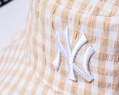 Dámský klobouk New Era MLB Womens Gingham Tapered Bucket New York Yankees Stone