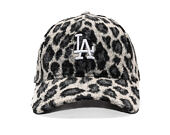 Dámská Kšiltovka New Era - MLB Cosy Animal - Snow Leopard Fleece 9FORTY - LA Dodgers - Grey / Black