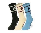 Ponožky New Era - MLB Crew Socks 3pk - NY Yankees - Green / Cream / Blue