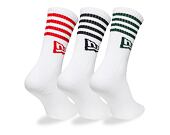 Ponožky New Era - Stripe Crew Socks 3pk - White