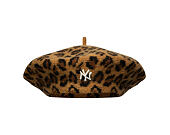 Dámský Baret New Era - MLB Leopard Beret - NY Yankees - Stone / Black