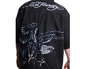 Košile Ed Hardy - Mens Eagle And Stars Relaxed Denim Shirt - Black