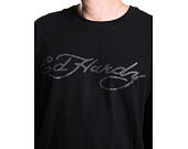 Triko Ed Hardy - Mens Skull Flame Diamante Relaxed Tshirt - Black