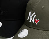 Dámská Kšiltovka New Era 9FORTY New York Yankees Heart Olive Strapback