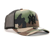 Kšiltovka New Era - MLB Clean 9FORTY Trucker - NY Yankees - Woodland Camo / Black