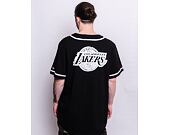 Triko New Era Distressed Logo Button Up Tee Los Angeles Lakers Black