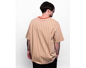 Triko New Era Pinstripe Oversized Tee Oat Milk / Redwood