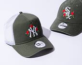 Kšiltovka New Era 9FORTY A-Frame Trucker MLB Flower New York Yankees New Olive