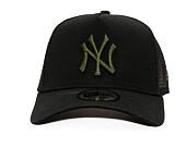 Kšiltovka New Era - MLB Essential 9FORTY Trucker - NY Yankees - Black / Rifle Green