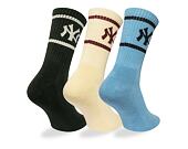Ponožky New Era - MLB Crew Socks 3pk - NY Yankees - Green / Cream / Blue