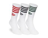 Ponožky New Era - Stripe Crew Socks 3pk - White