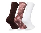 Ponožky New Era - Tie dye Crew Socks 3pk - Brown / Tie Dye / White