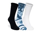 Ponožky New Era - Tie dye Crew Socks 3pk - White / Navy