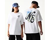Triko New Era - Floral Graphic Oversized Tee - White