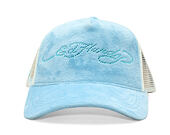 Kšiltovka Ed Hardy - Diamante Velour 5 Panel Trucker Cap - Sky Blue