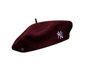 Dámský Baret New Era - MLB Wool Script Beret - NY Yankees - Burgundy