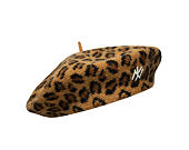 Dámský Baret New Era - MLB Leopard Beret - NY Yankees - Stone / Black