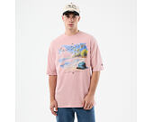Triko New Era - Branded Beach Graphic Oversized Tee - Pink Rouge