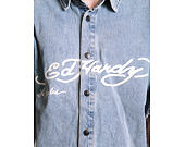 Košile Ed Hardy - Mens Eagle And Stars Relaxed Denim Shirt - Bleach