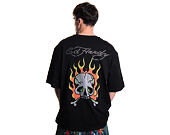 Triko Ed Hardy - Mens Skull Flame Diamante Relaxed Tshirt - Black